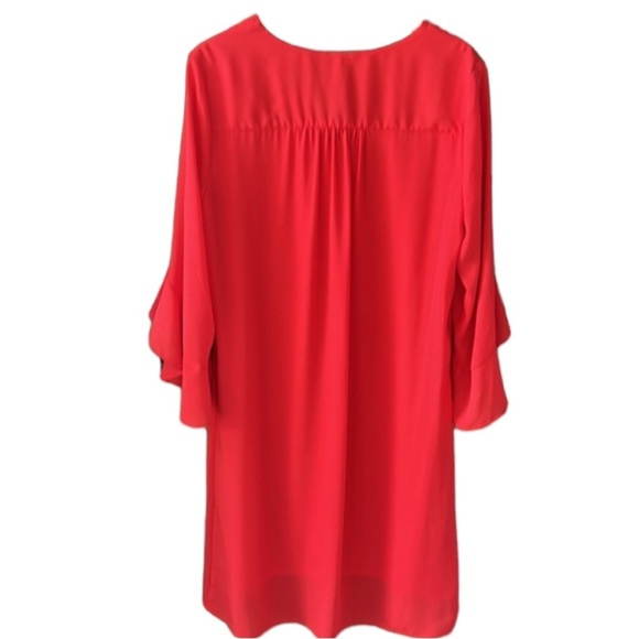 Frank Lyman Fire Woven Shift Dress New w Tags size 10 Flounce Sleeves - Picture 9 of 9